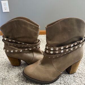 Studded Taupe Ankle Boots for Women